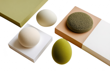 Soft, geometric shapes in muted tones