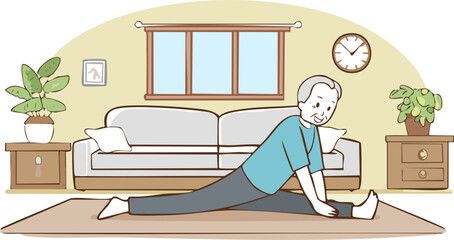 mature adult stretching routine physical activity healthy habits senior wellness active lifestyle home fitness program stretching exercises senior citizen health wellness retirement lifestyle healthy 