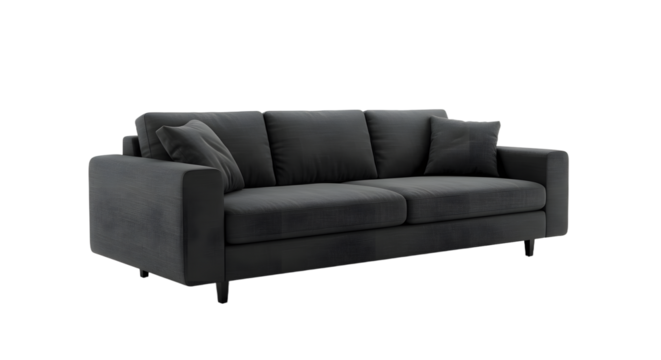 Modern Black Sofa for Living Room Decor - Comfortable and Stylish Seating Furniture - Powered by Adobe