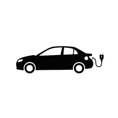Black Electric Car Icon Vector Illustration
