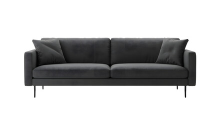 Fototapeta premium Modern Black Sofa with Cushions for Stylish Living Room Interior