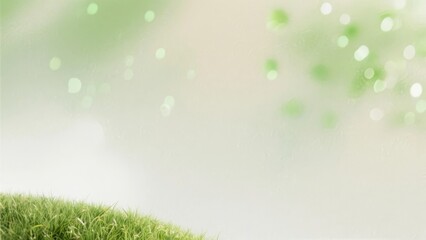Fototapeta premium Green Grass Edge with Soft Bokeh Background