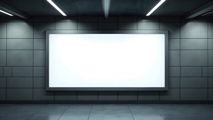 Fototapeta premium Commercial Display Mockup: Blank Billboard in Modern Subway Environment