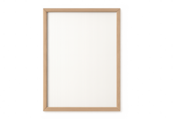 Light wooden frame with white background on transparent background