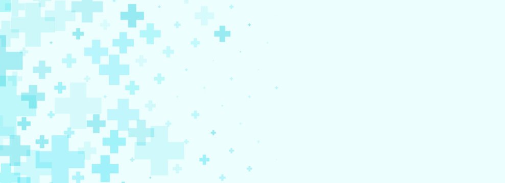 Healthcare abstract cross background. Blue plus medical wallpaper. Clean geometric backdrop template for clinic banner, innovation, science brochure, medicine business poster, presentation. Vector