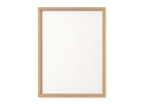 Light wooden frame with white background on transparent background