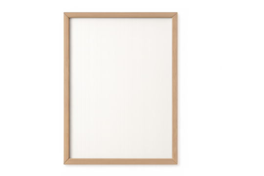 Light wooden frame with white background on transparent background - Powered by Adobe
