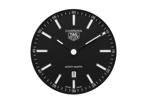 Sleek black watch face with luminous markers and date display, showcasing precision timekeeping