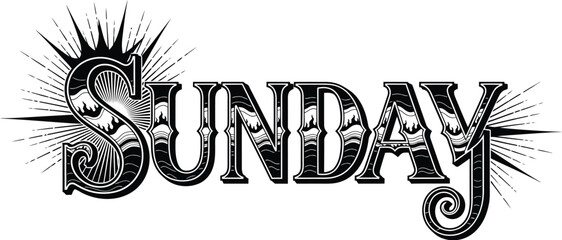 Sunday vector illustration design with decorative typography for weekend and holiday concept