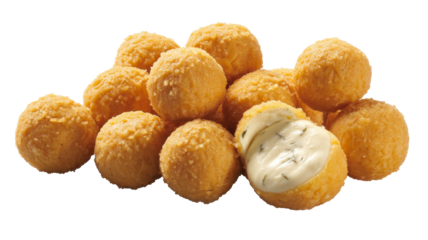 fried mac and cheese balls, isolated on white background.