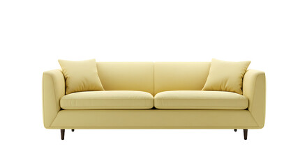 Obraz premium Elegant Light Yellow Sofa with Cushions in Modern Living Room