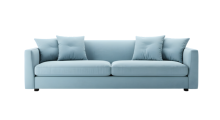 Elegant Light Blue Modern Sofa with Cushions for Living Room Decor