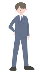 Young Businessman in Blue Suit – Standing with Hand on Hip