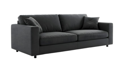 Modern Black Fabric Sofa with Cushions for Living Room Decor