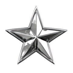 Obraz premium A silver star with a reflective surface, isolated on a transparent background