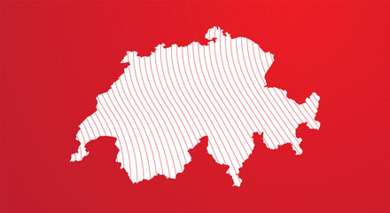 Red and white background of the map of Switzerland with lines