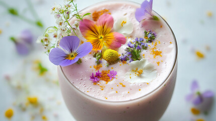fress milkshake and flowers