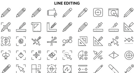 Line editing icon set for graphic design and technical drawing applications