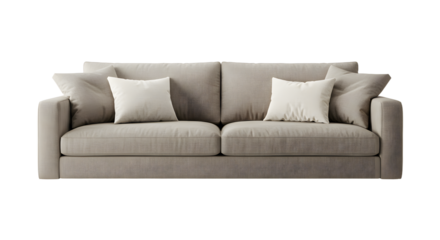 Modern Gray Sofa with White Cushions in Living Room Interior