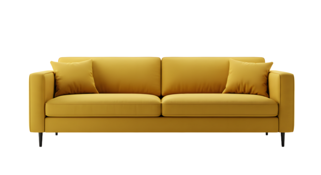 Modern Mustard Yellow Sofa with Cushions for Living Room Interior Decor