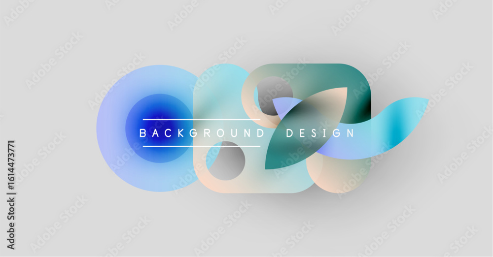Poster abstract fluid shapes overlap, creating soft color gradients. text reads background design centered 