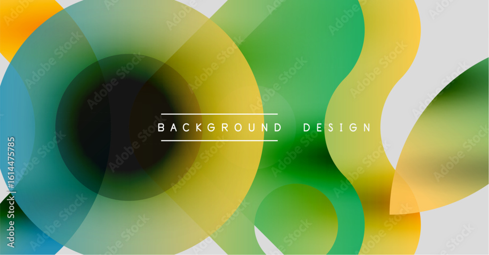 Poster abstract colorful shapes overlap. gradient hues create dynamic visual effect. modern design elements