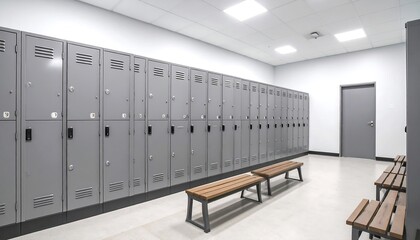 Empty locker room with benches