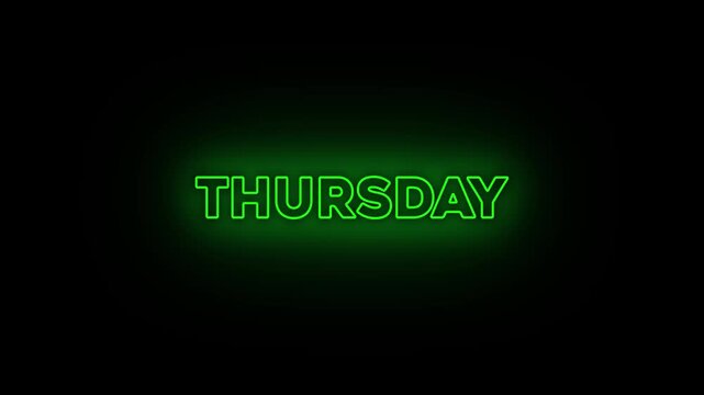 Neon lines Thursday text animation. 7 days a week name Thursday motion graphics. luxury text 4k video footage. glowing neon effect.