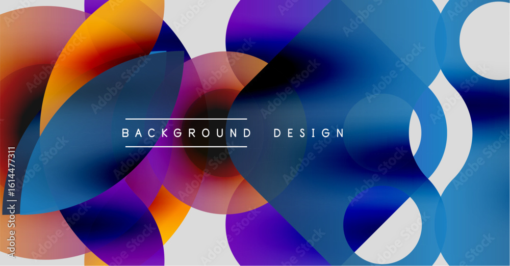 Poster abstract colorful shapes overlap. vibrant gradients create dynamic visual texture. modern design ele