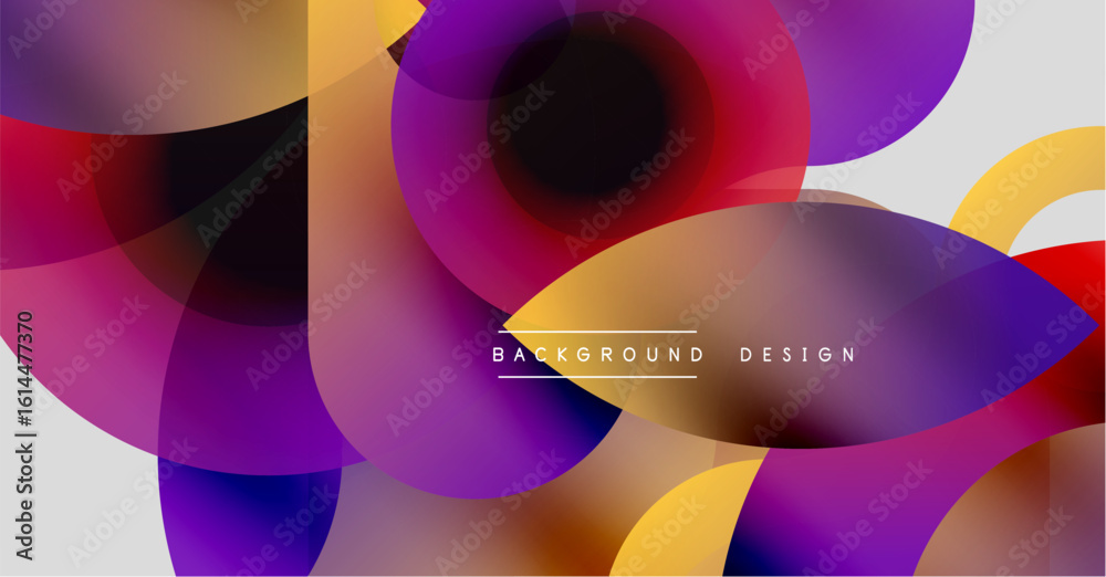 Poster abstract colorful overlapping circles create dynamic visual effect. modern design, gradients, smooth