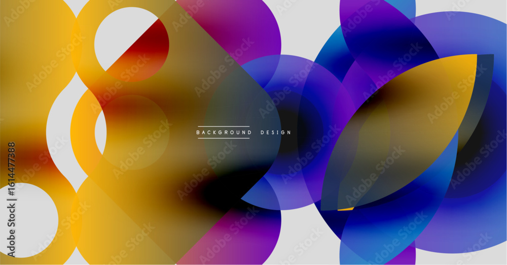 Poster abstract fluid shapes overlap, creating vibrant color gradients. modern design with dynamic composit