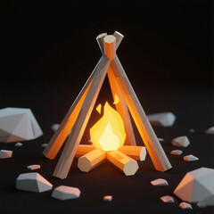 Ai generated 3d render of a glowing fire