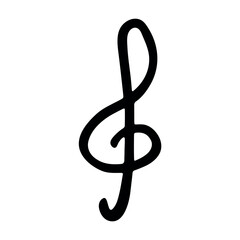 Fototapeta premium Treble clef doodle. Hand drawn musical symbol. Single element for print, web, design, decor, logo