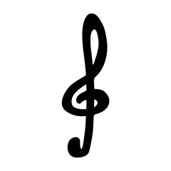 Fototapeta premium Treble clef doodle. Hand drawn musical symbol. Single element for print, web, design, decor, logo
