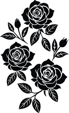 Elegant Black and White Rose Flower Vector Illustration for Graphic Design Projects