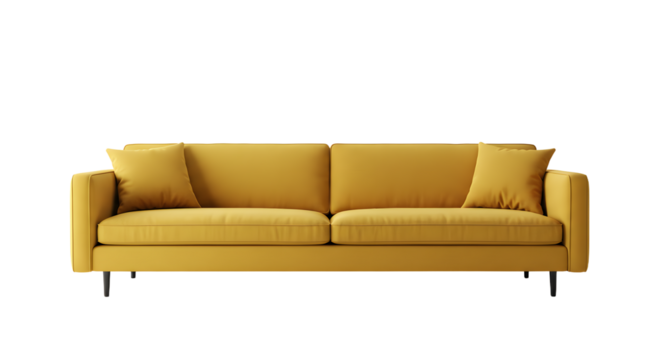 Modern Yellow Sofa in Minimalist Living Room Scene for Interior Design and Home Decor
