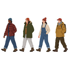 Set Illustration Vector Graphic of 90s Canadian Grunge and Outdoor Mix