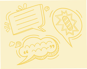 Hand-drawn vector doodle speech bubble icons for text and cartoon design