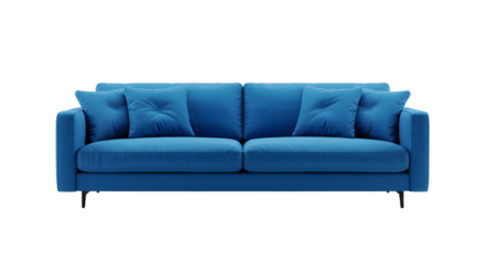 Elegant Blue Modern Sofa with Cushions for Living Room Interior Decor