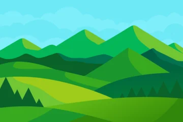 Foto auf Acrylglas Grün mountain landscape with trees  © sontosh