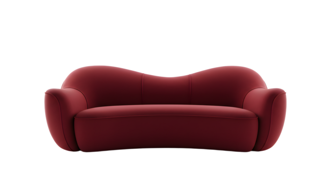 Elegant Modern Red Sofa with Curved Armrests for Living Room Interior Design