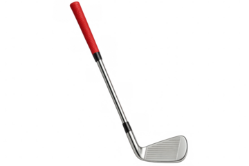 Golf Club with Red Grip on Transparent Background