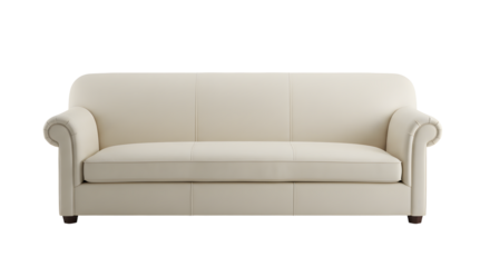 Elegant White Sofa with Rolled Arms - Modern Living Room Furniture for Home Decor
