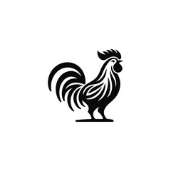 Black Rooster Silhouette Icon – Vector Illustration