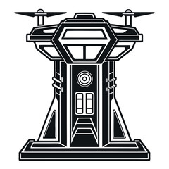sci-fi-ai-drone-docking-station-vector-black-silho.eps