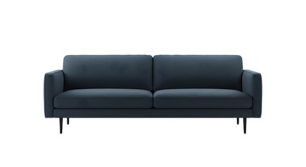 Fototapeta premium Modern Dark Blue Couch in Minimalist Living Room for Interior Design and Home Decor