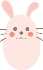 a cute bunny face with pink cheeks and ears