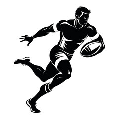 Naklejka premium silhouette-of-a-rugby-player-in-action--holding-th.eps