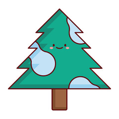 Flat Design Winter Pine Tree
