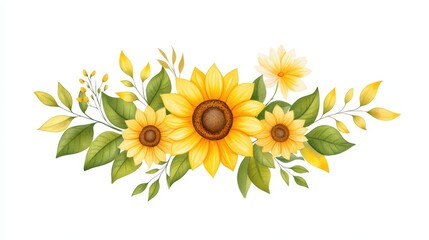 Obraz premium Vintage sunflower clipart icon in watercolor and ink, botanical illustration style, isolated on off-white ivory background